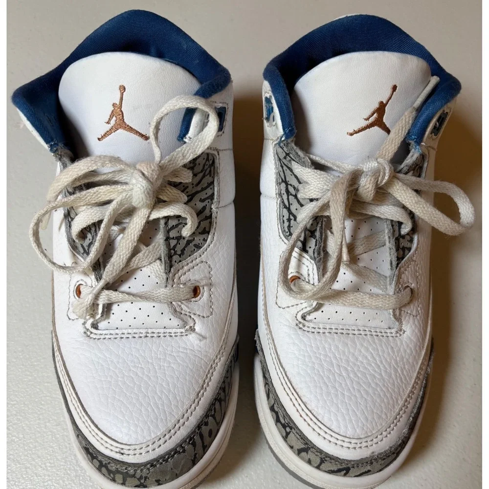 Nike Air Jordan 3 Retro Wizards DMO 966-148 White Youth Sneaker‎ Size 1.5Y EUC